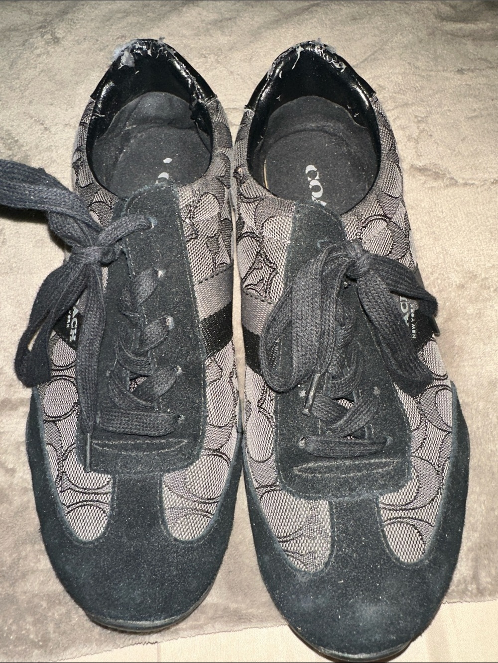 Coach Black Signature Monogram Lace-Up Sneakers